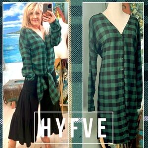 HYFVE FLANNEL, Fall/Winter Perfect, So Versatile,Tunic/Top/Duster,Kaftan, Size L
